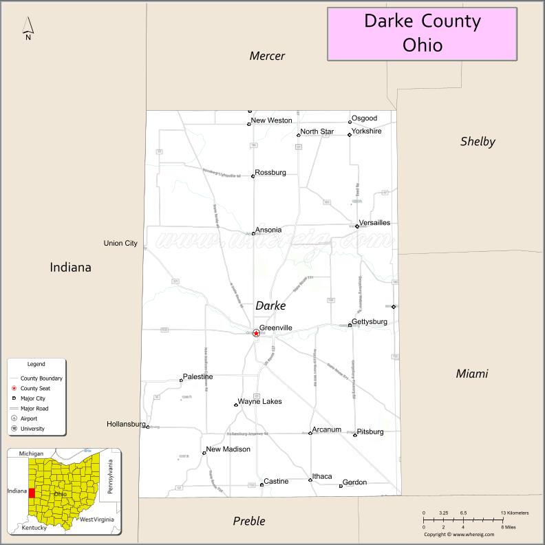 Map of Darke County, Ohio