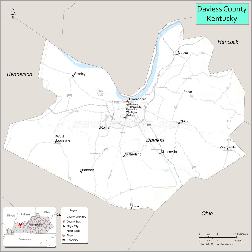 Map of Daviess County, Kentucky