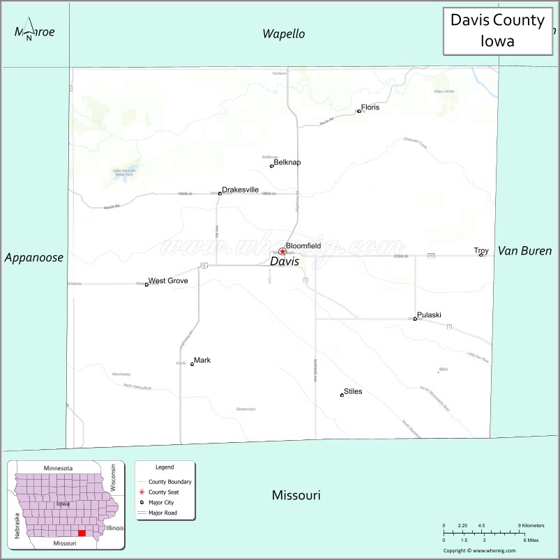 Map of Davis County, Iowa