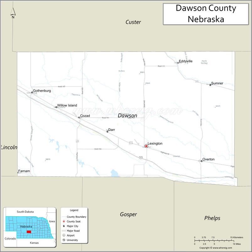 Map of Dawson County, Nebraska