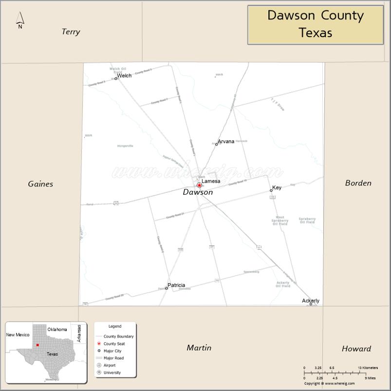 Map of Dawson County, Texas