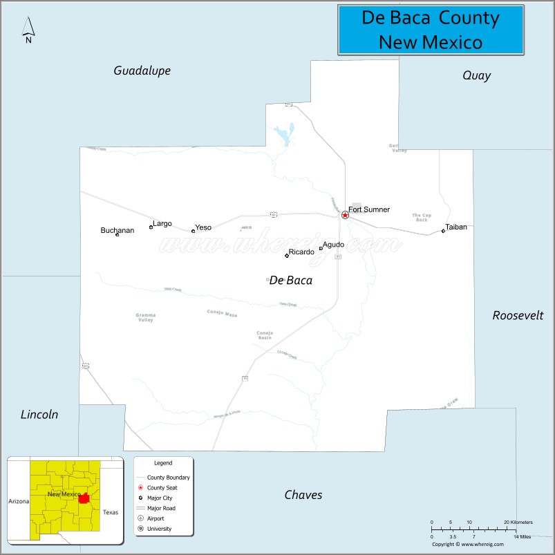 Map of De Baca County, New Mexico