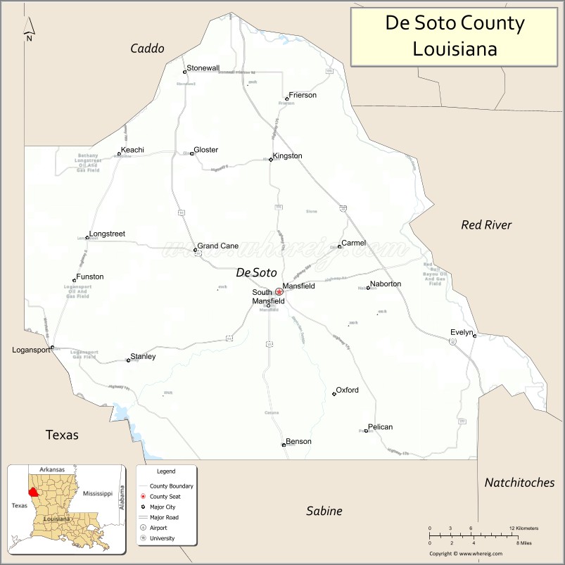 Map of De Soto Parish, Louisiana