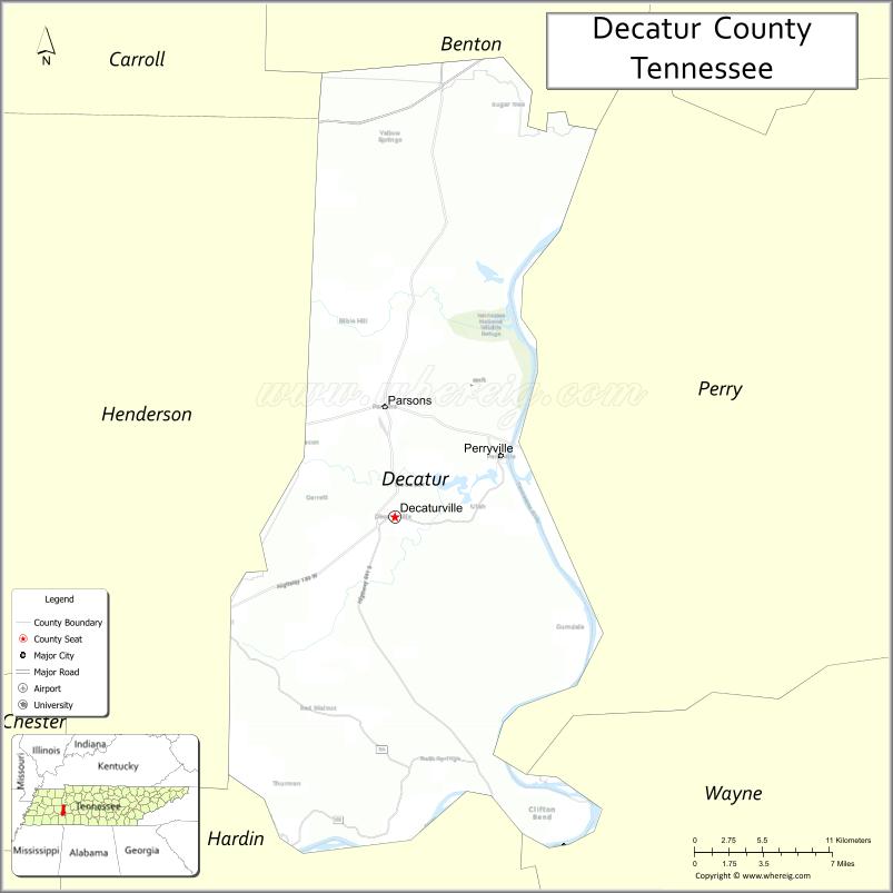 Map of Decatur County, Tennessee