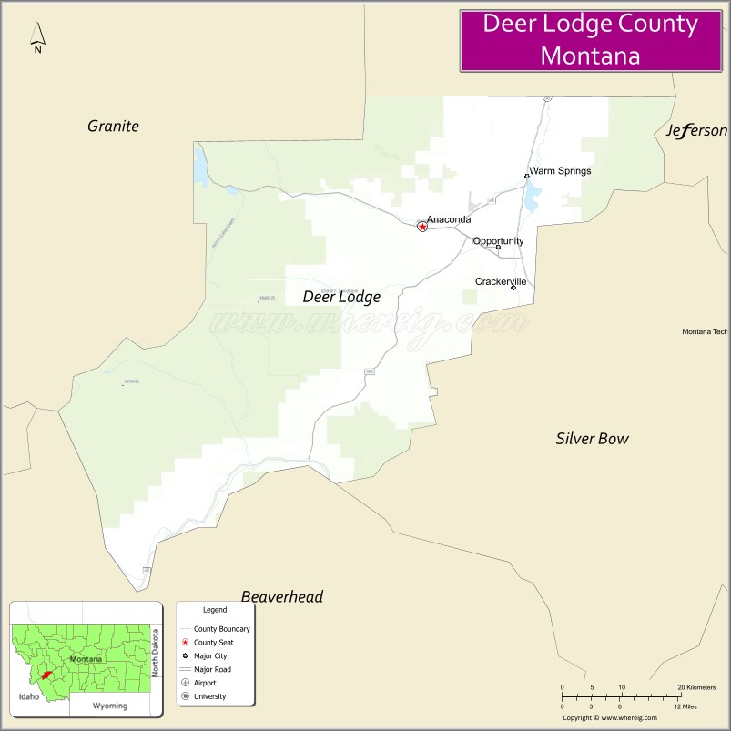 Map of Deer Lodge County, Montana