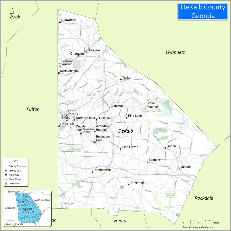 Map of DeKalb County, Georgia