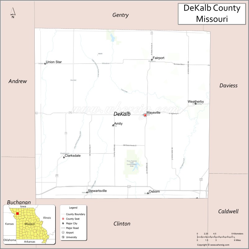 Map of DeKalb County, Missouri