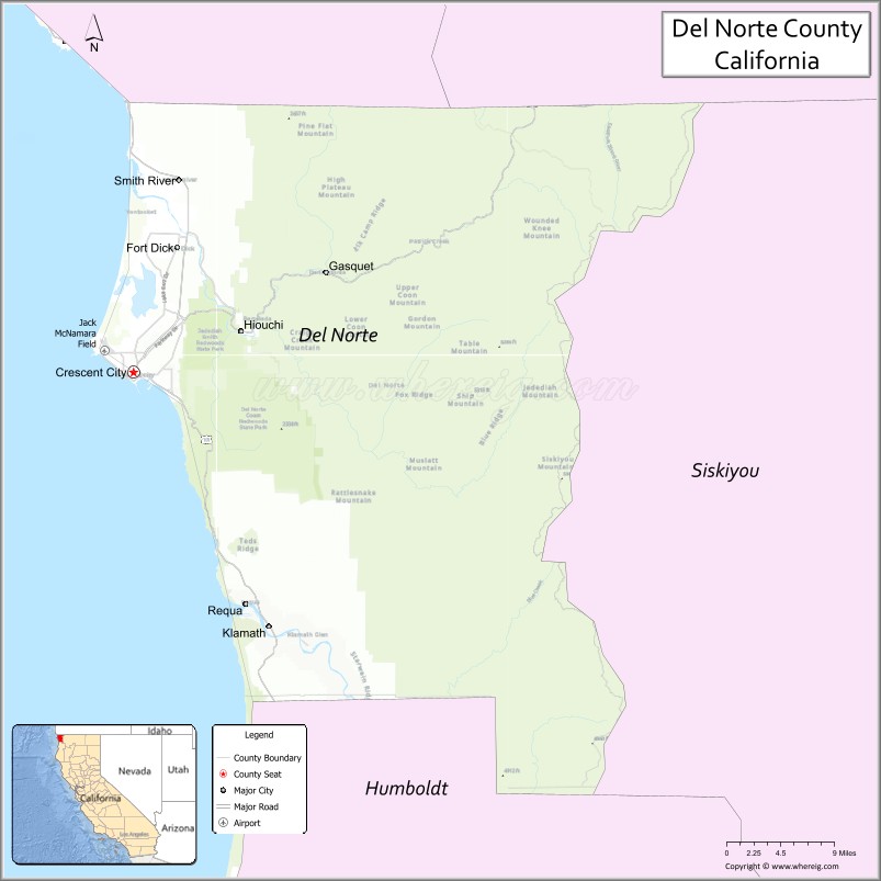 Map of Del Norte County, California