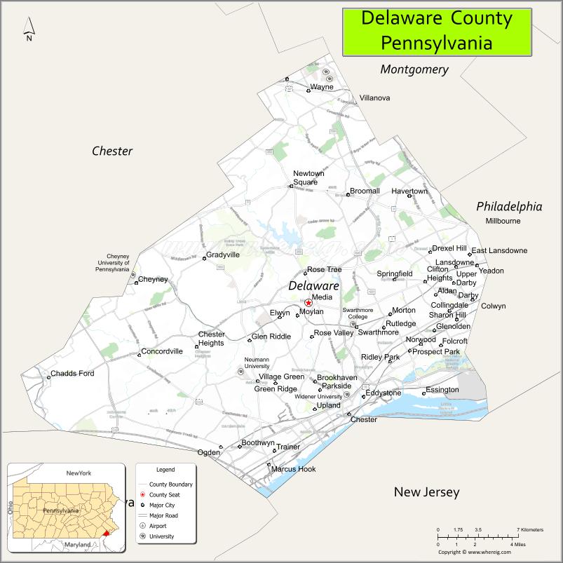 Map of Delaware County, Pennsylvania