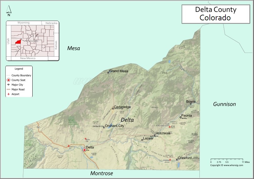 Map of Delta County, Colorado