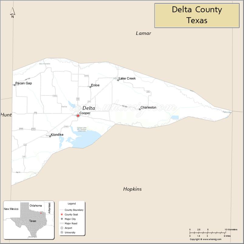 Map of Delta County, Texas