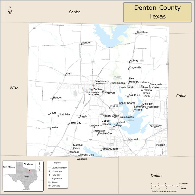 Map of Denton County, Texas
