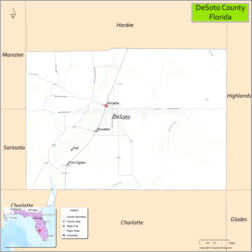 Map of DeSoto County, Florida