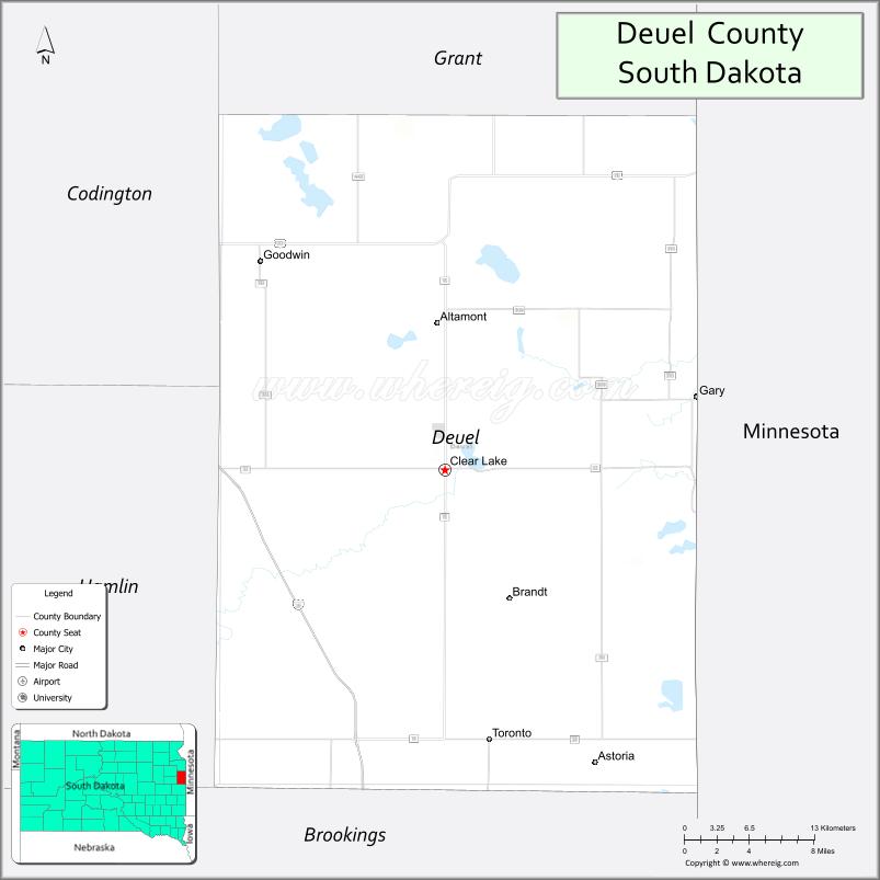 Map of Deuel County, South Dakota