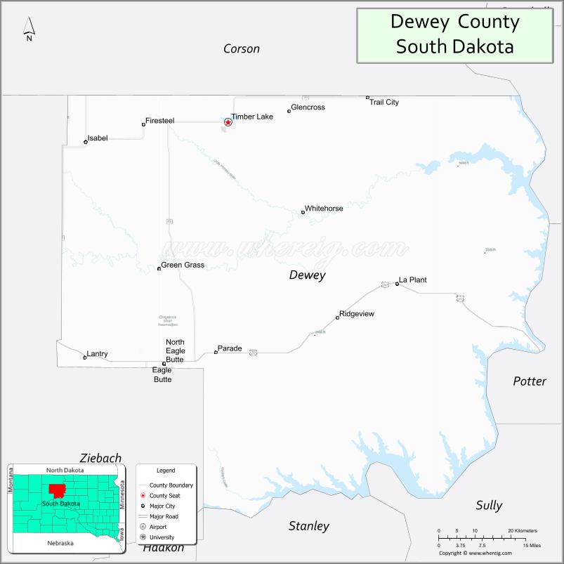 Map of Dewey County, South Dakota