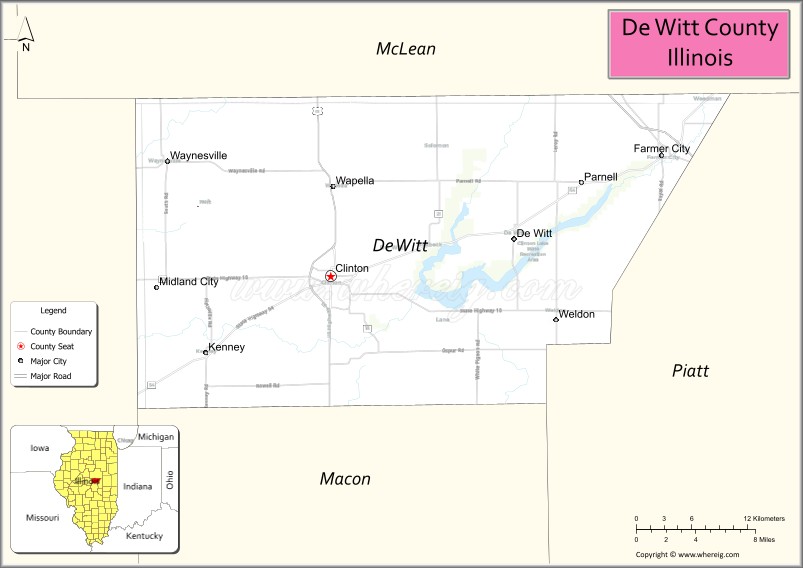 Map of DeWitt County, Illinois