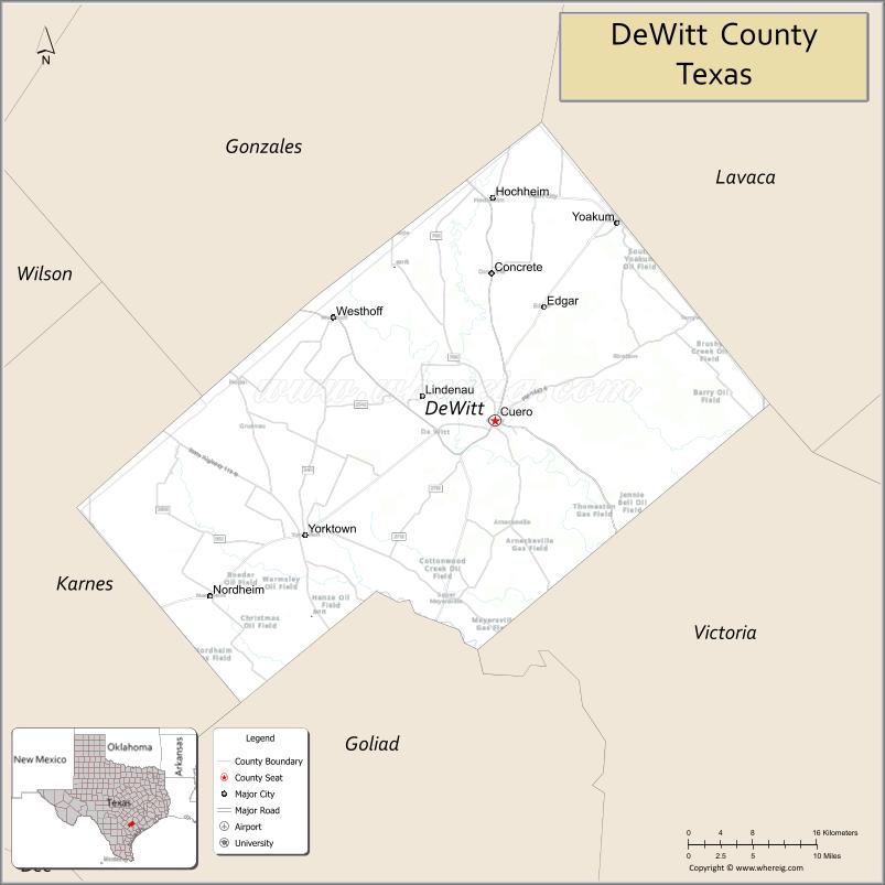 Map of DeWitt County, Texas