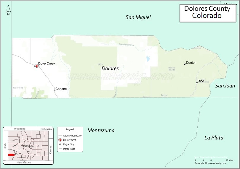 Map of Dolores County, Colorado