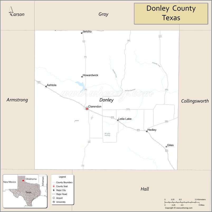 Map of Donley County, Texas