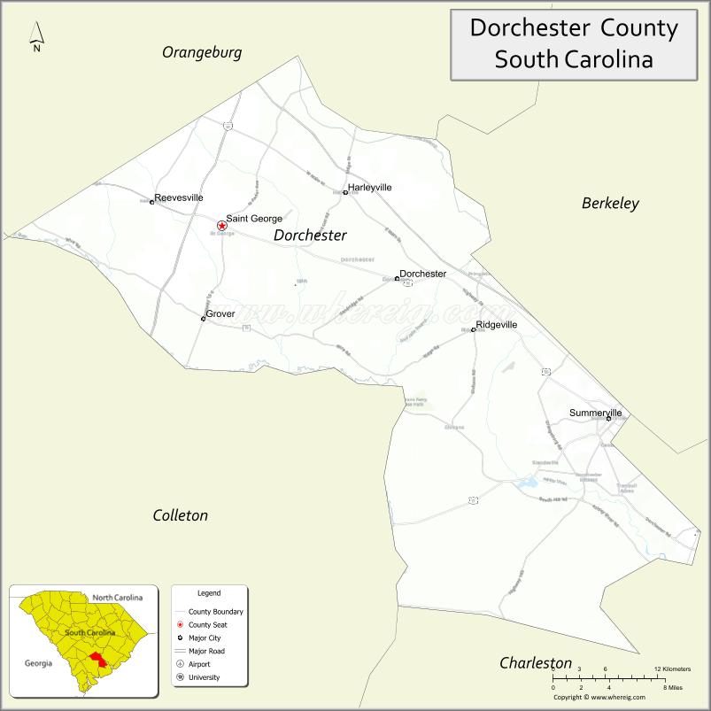 Map of Dorchester County, South Carolina