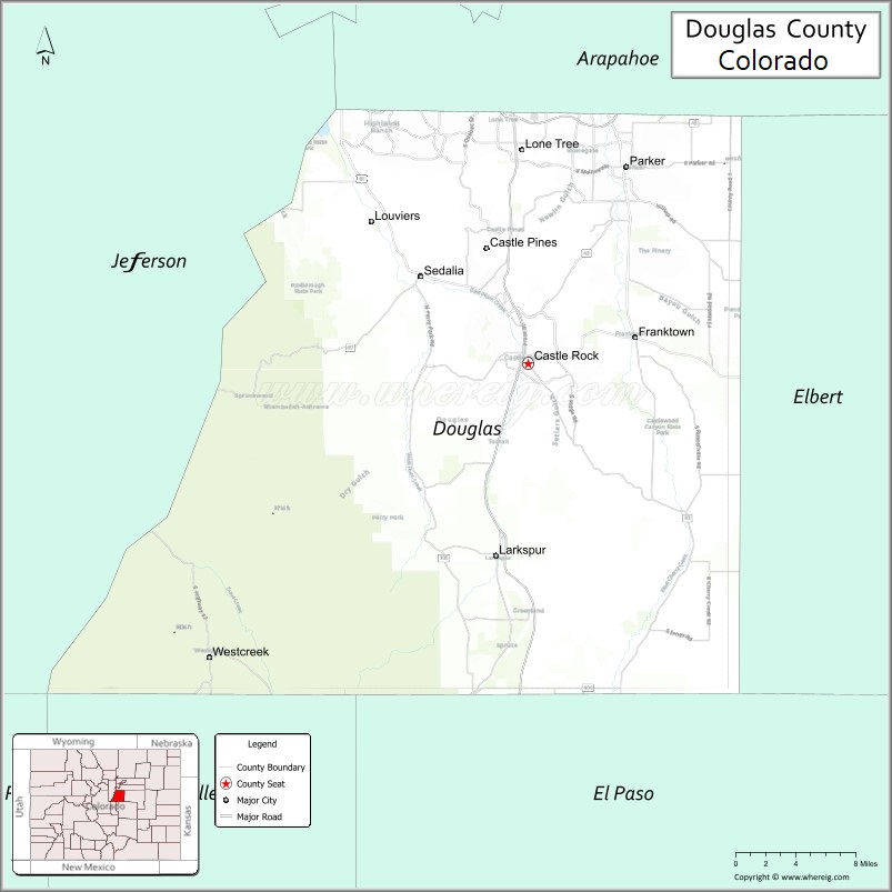 Map of Douglas County, Colorado