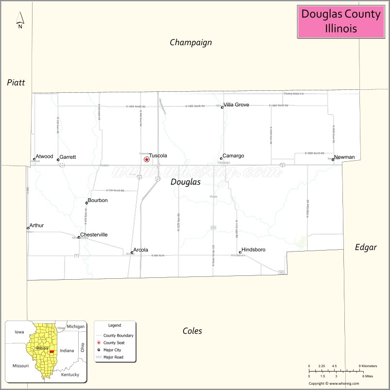 Map of Douglas County, Illinois