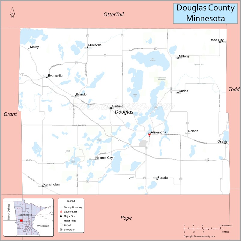 Map of Douglas County, Minnesota