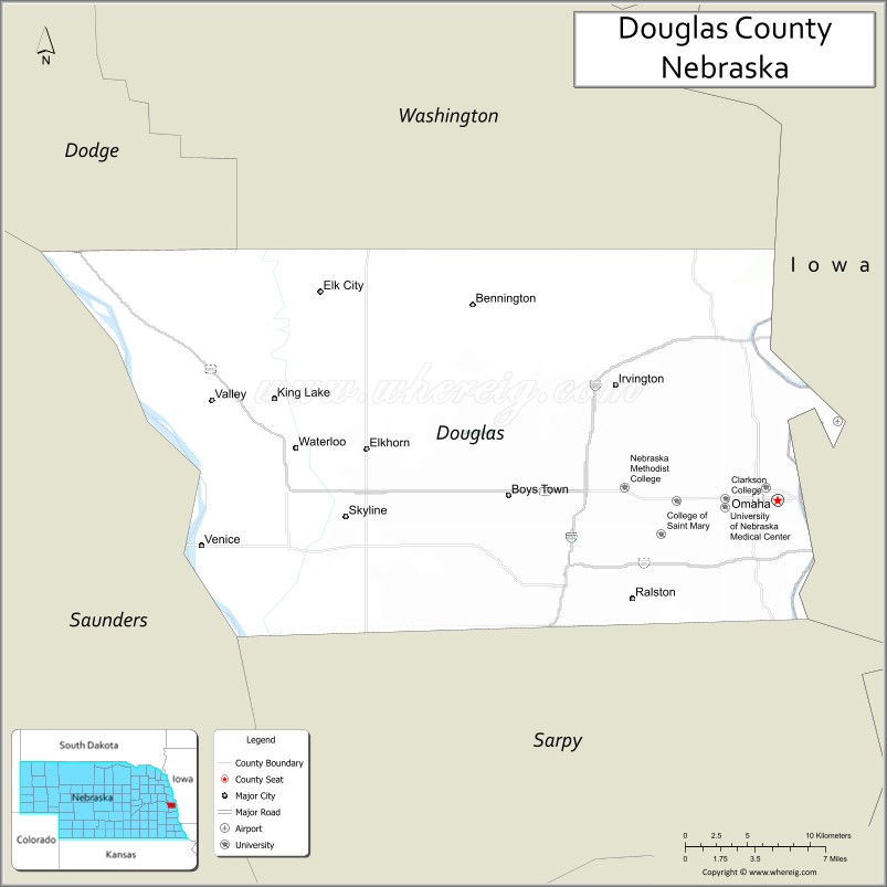 Map of Douglas County, Nebraska