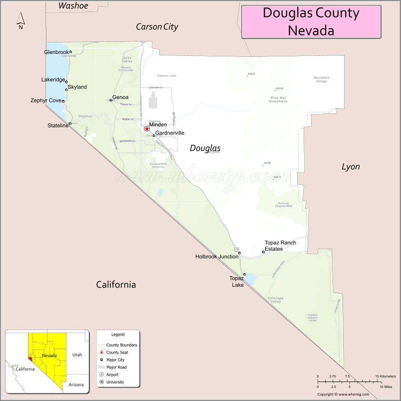Map of Douglas County, Nevada