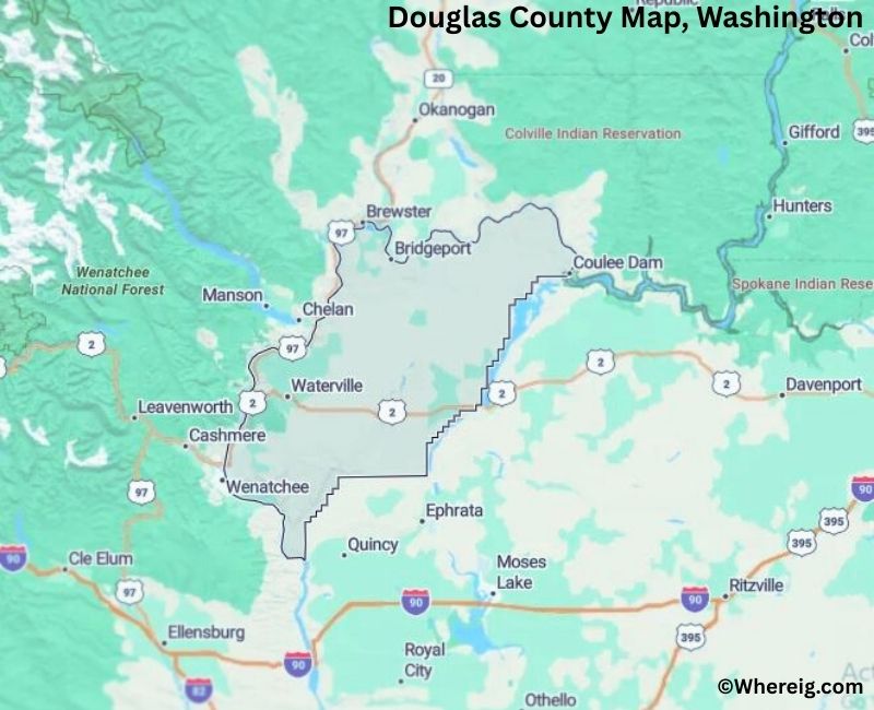 Map of Douglas County, Washington
