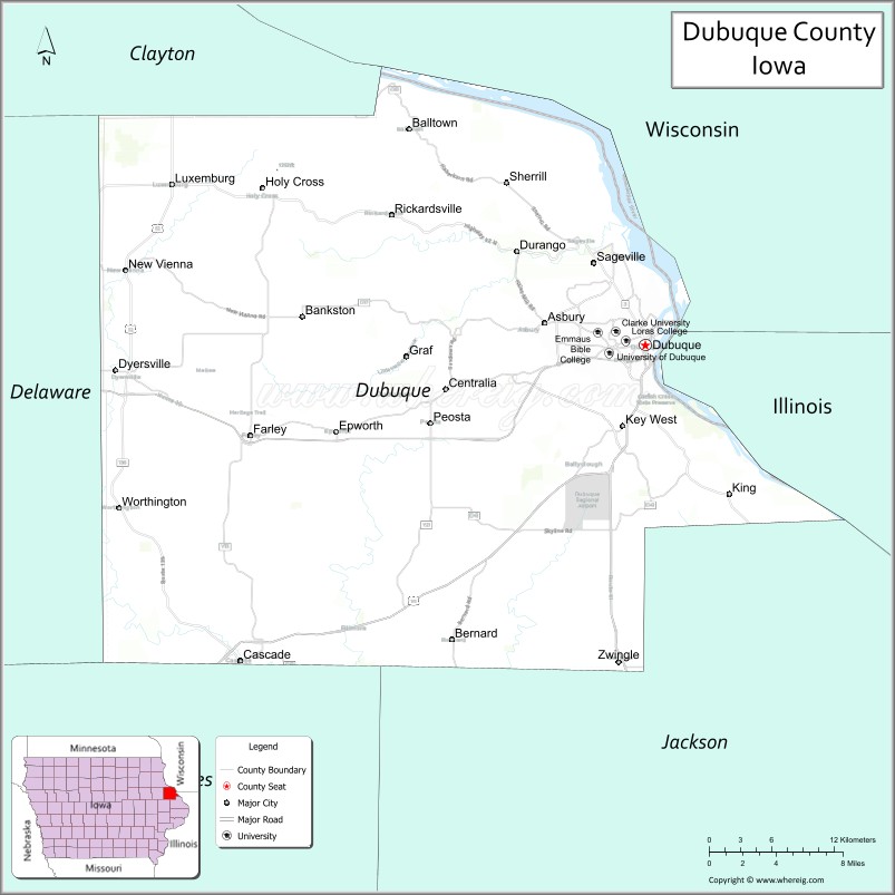 Map of Dubuque County, Iowa