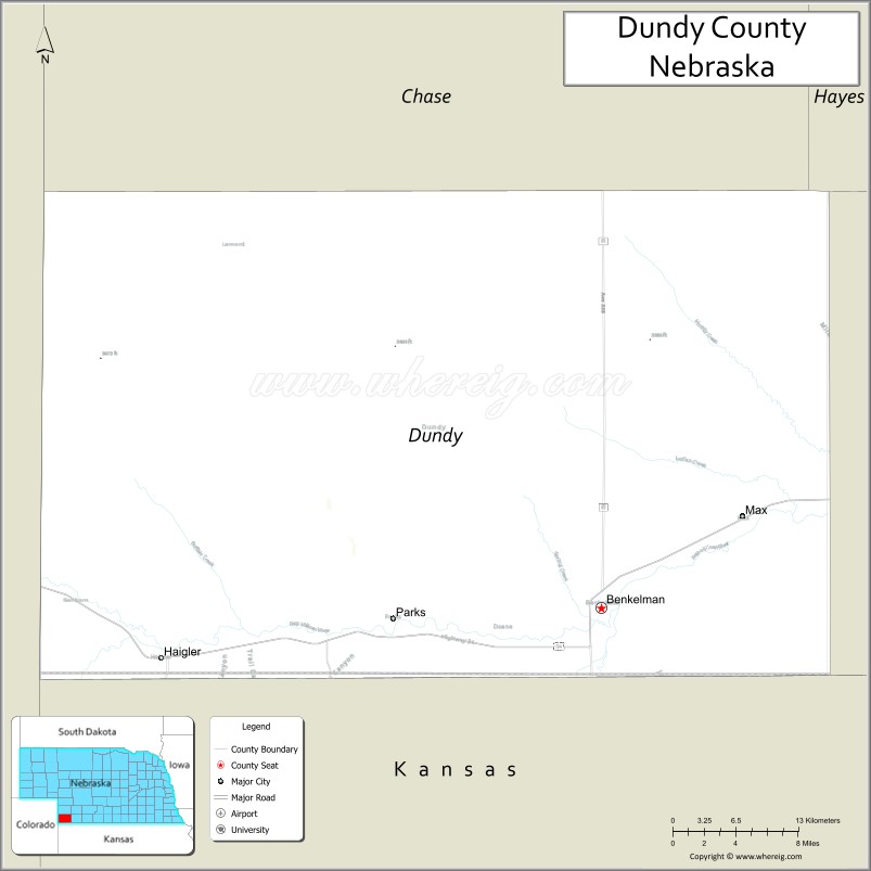 Map of Dundy County, Nebraska