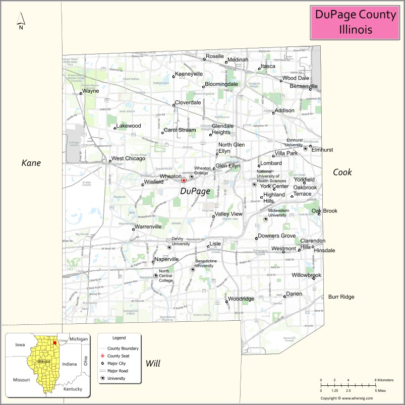 Map of DuPage County, Illinois