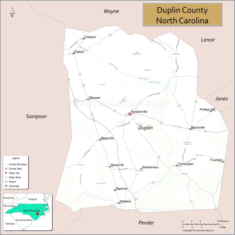 Map of Duplin County, North Carolina