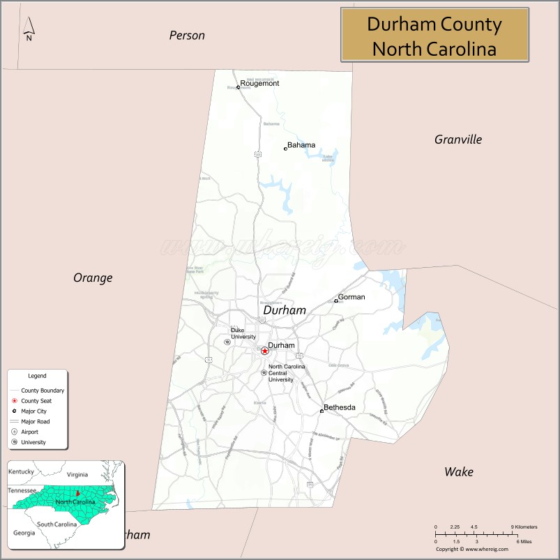 Map Of Durham County North Carolina Where Is Located Cities Roads 
