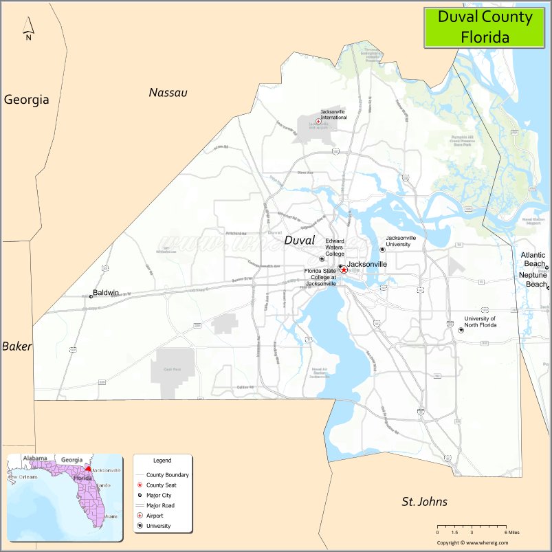 Map of Duval County, Florida
