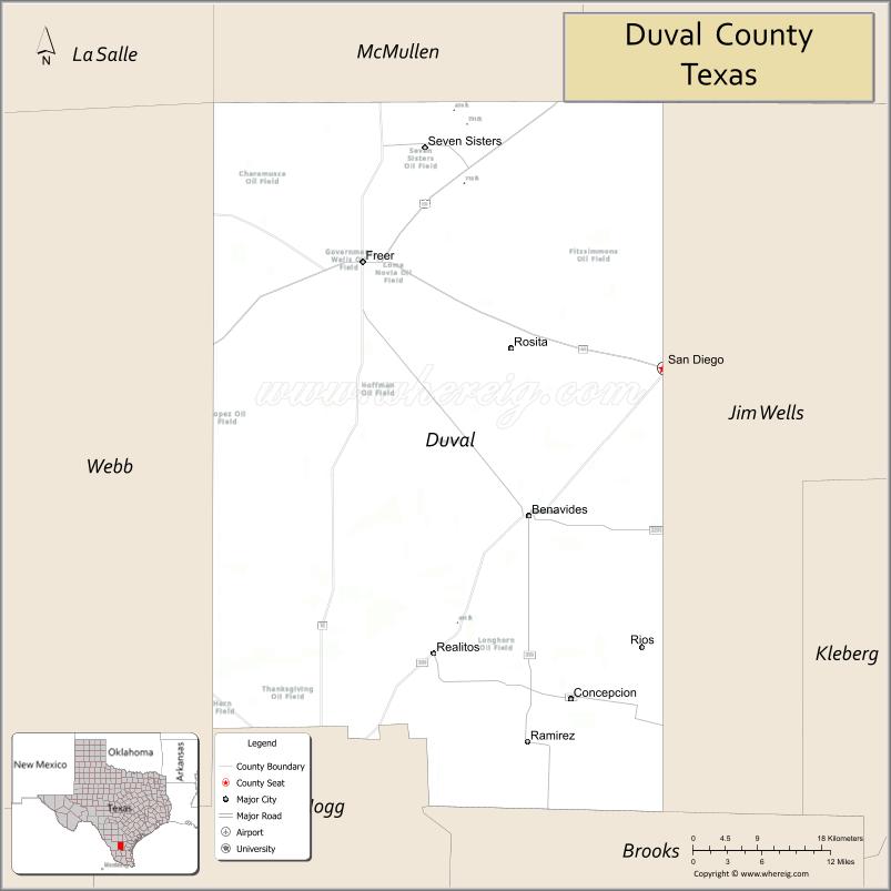 Map of Duval County, Texas