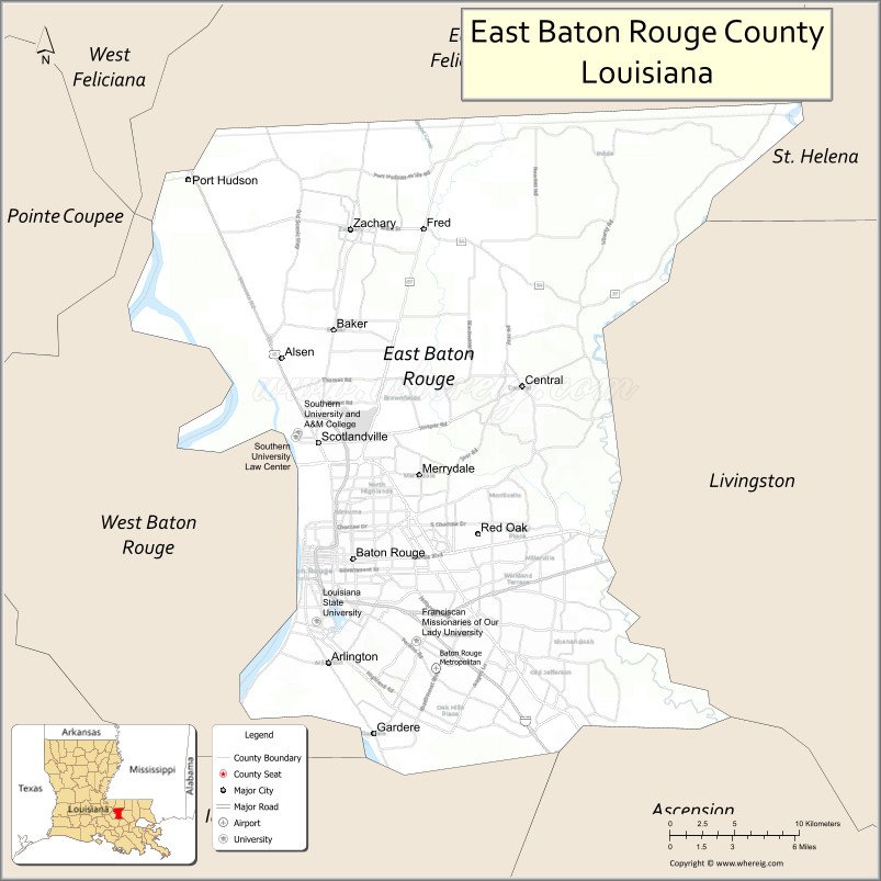 Map of East Baton Rouge Parish, Louisiana