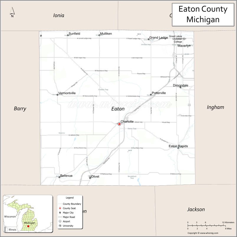 Map of Eaton County, Michigan