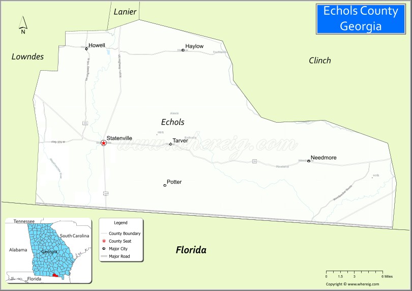 Map of Echols County, Georgia