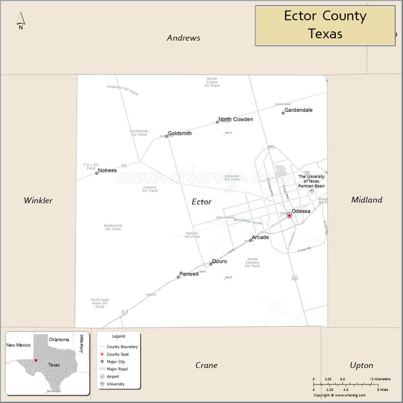 Map of Ector County, Texas