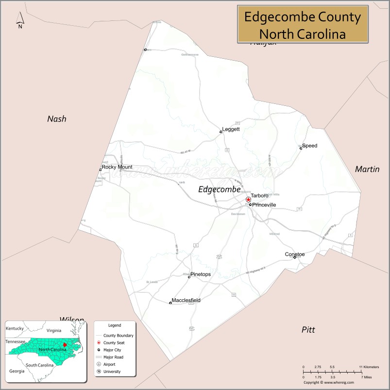 Map of Edgecombe County, North Carolina