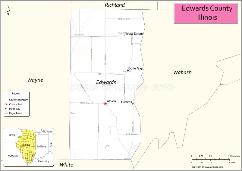Map of Edwards County, Illinois