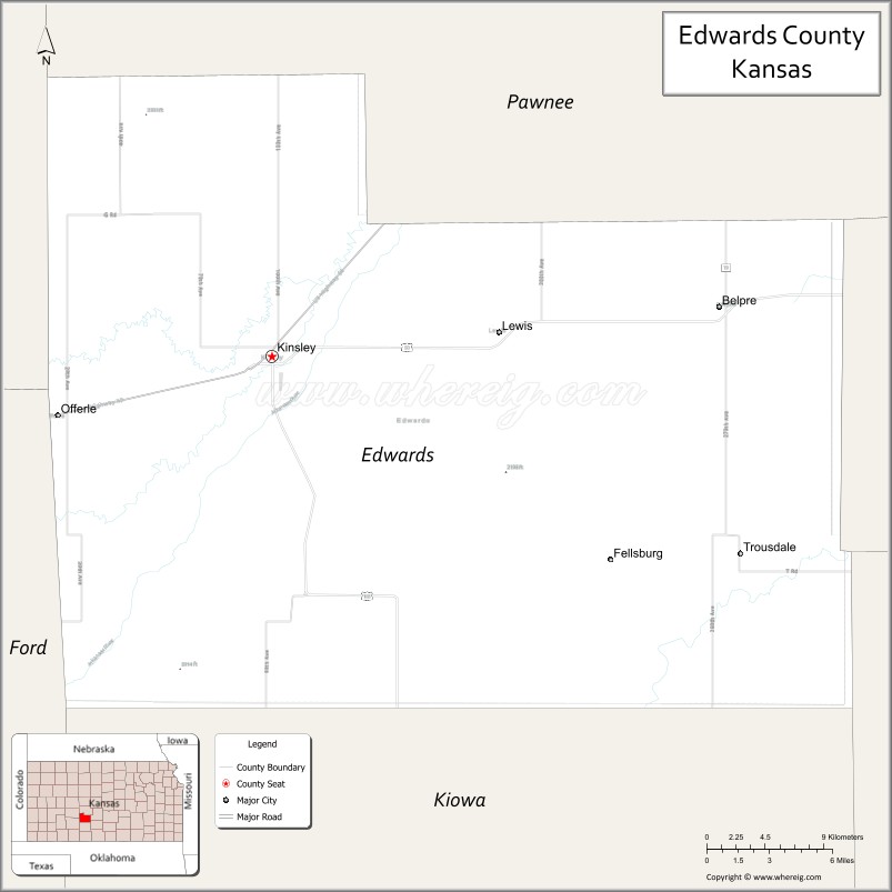 Map of Edwards County, Kansas
