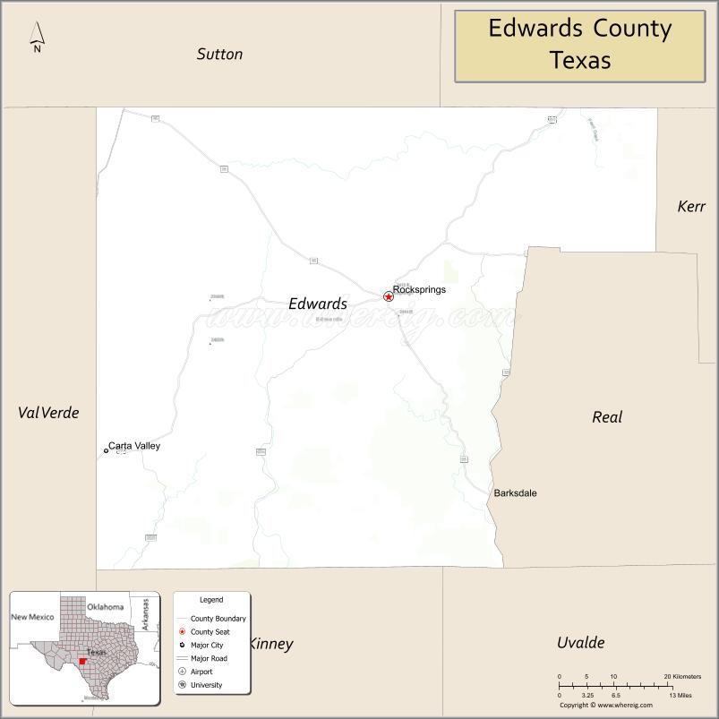 Map of Edwards County, Texas