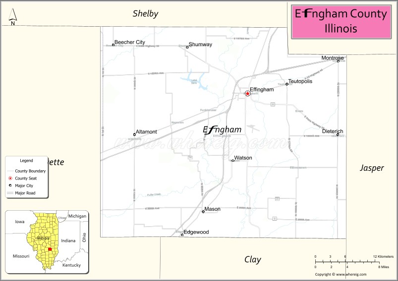 Effingham County Map, Illinois
