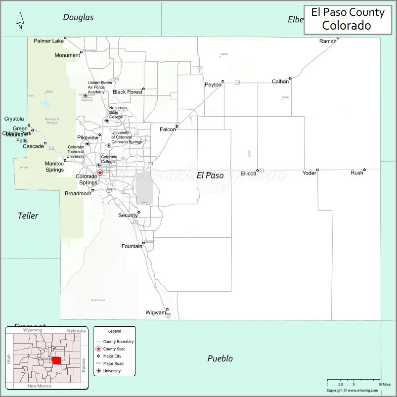 Map of El Paso County, Colorado
