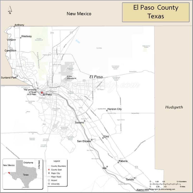 Map of El Paso County, Texas