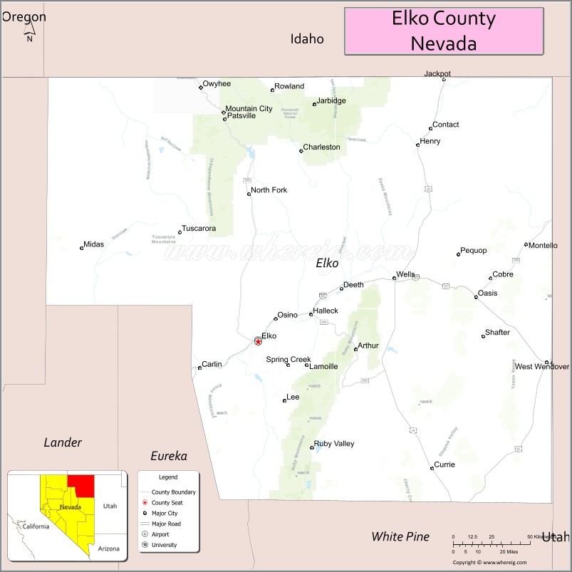 Map of Elko County, Nevada