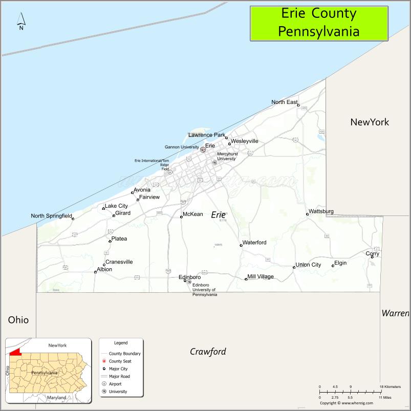Map of Erie County, Pennsylvania